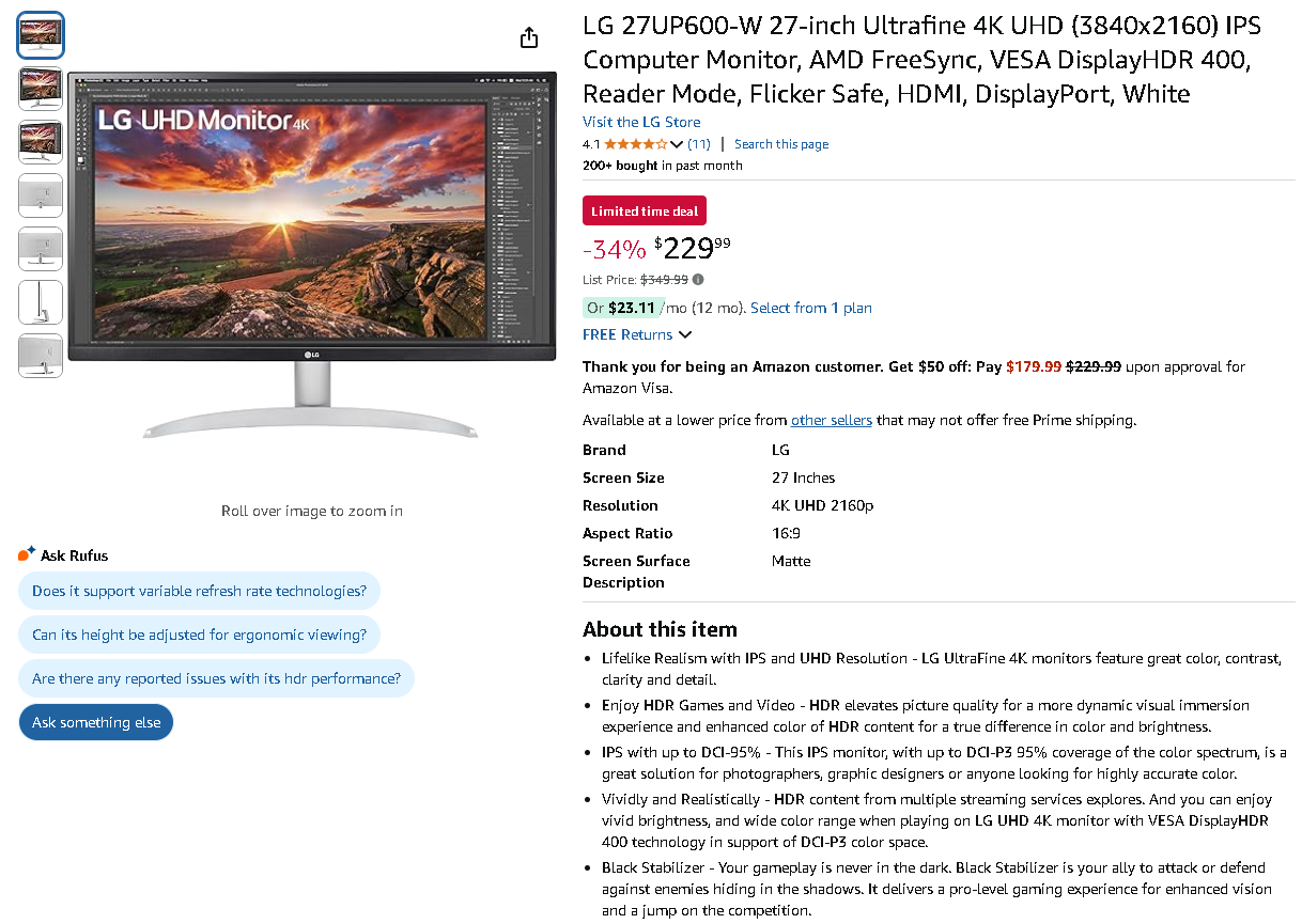LG 27UP600-W Monitor Screenshot