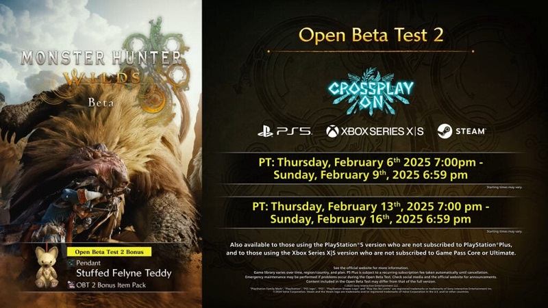 Calendrier du second test bêta de Monster Hunter Wilds