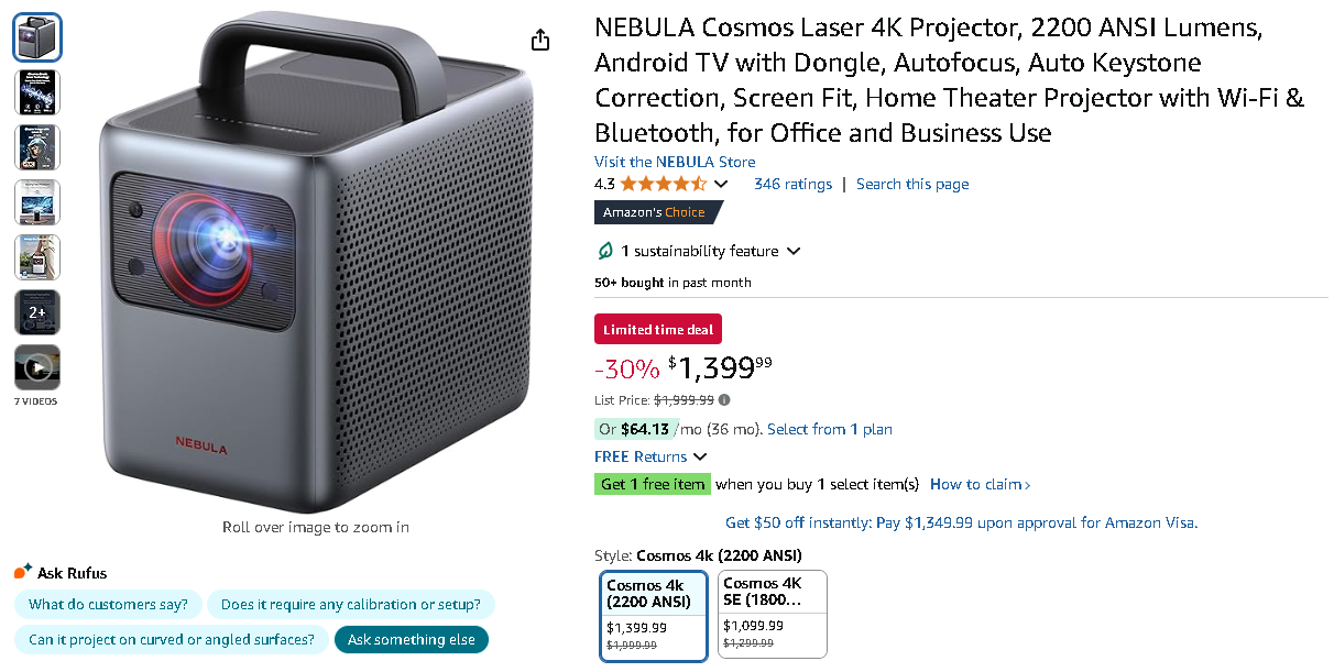 NEBULA Cosmos Laser 4K Projector NEBULA Cosmos Laser 4K Projector
