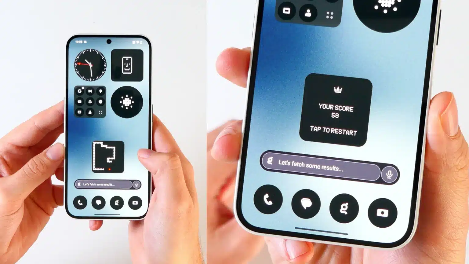 Jeu dans le nouveau widget Snake de l'application Nothing Community Widgets