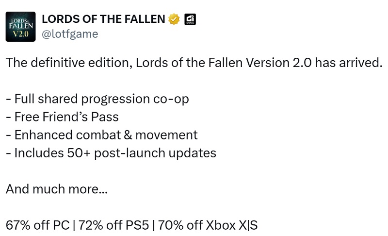 Оновлення 2.0 для Lords of the Fallen