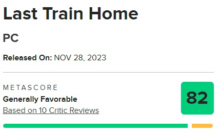 Les critiques et les joueurs ont accueilli chaleureusement la stratégie "Last Train Home" : le jeu bénéficie d'excellentes critiques et de scores élevés.-3