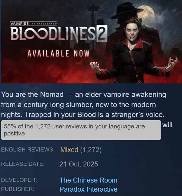 Обложка игры Vampire: The Masquerade — Bloodlines 2