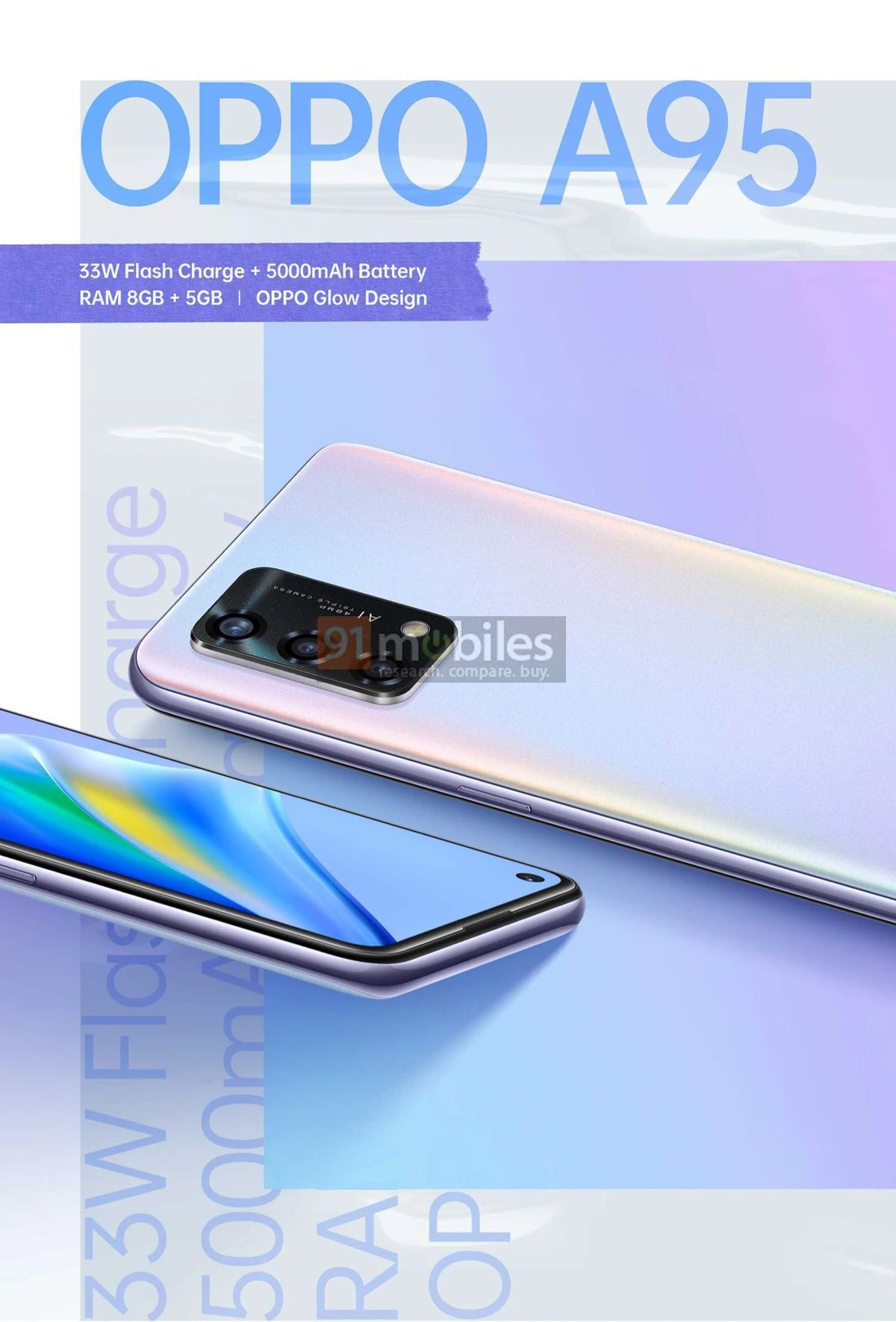 Des images de presse de haute qualité de l'OPPO A95 ont fait surface en ligne