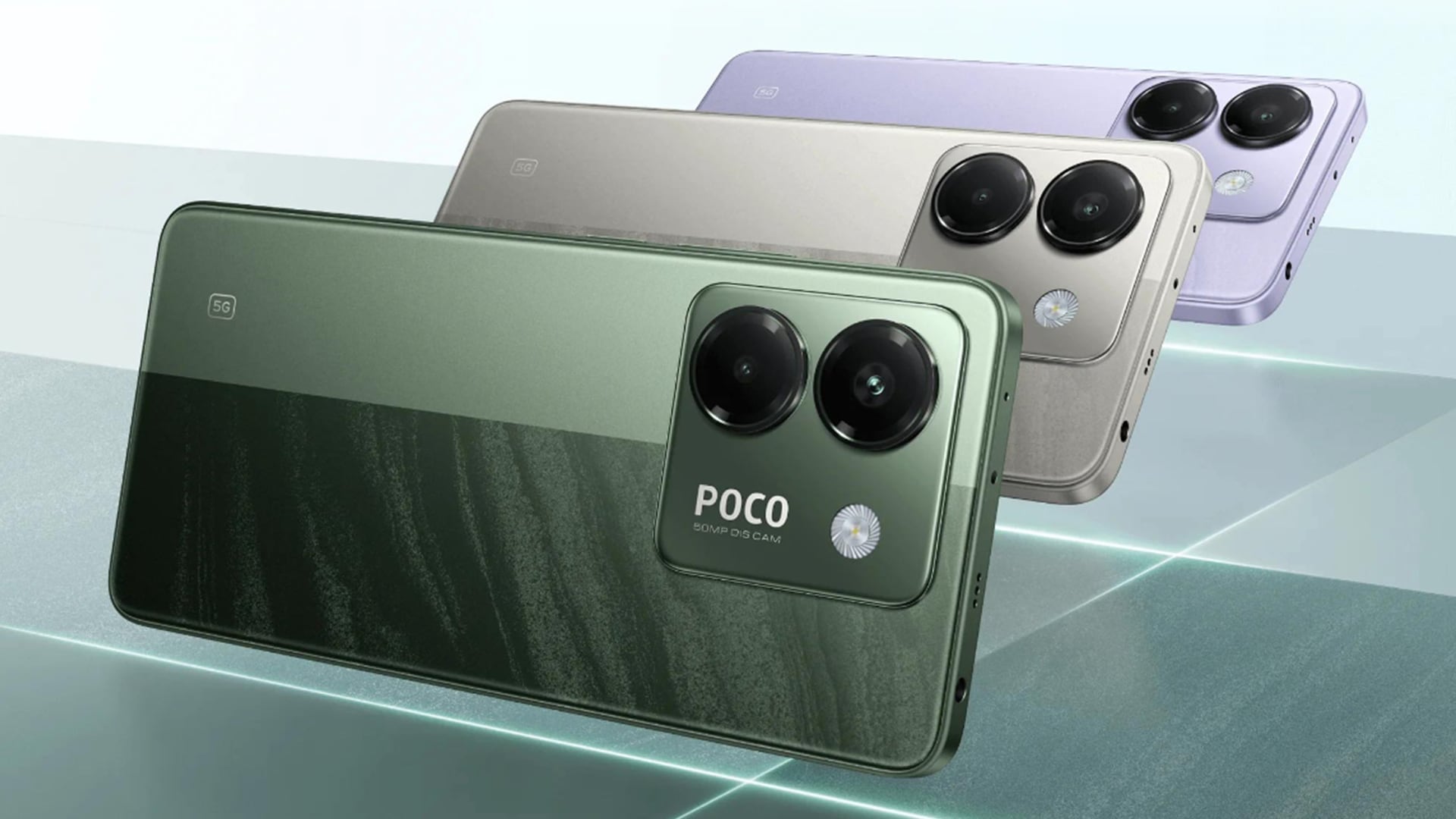 POCO M7 Pro 5G в серебряном, зеленом и фиолетовом цветах