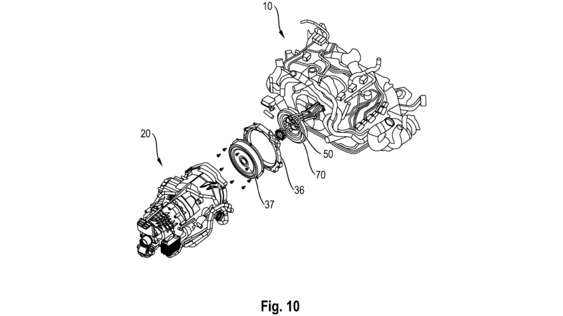 General view of the patent document for the Porsche hybrid powertrain.