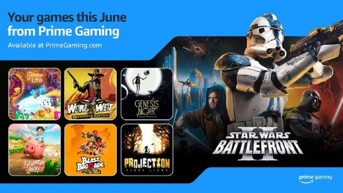 Представлено червневу добірку ігор для передплатників Amazon Prime Gaming: її хедлайнерами стали Star Wars Battlefront II (2005) та Weird West
