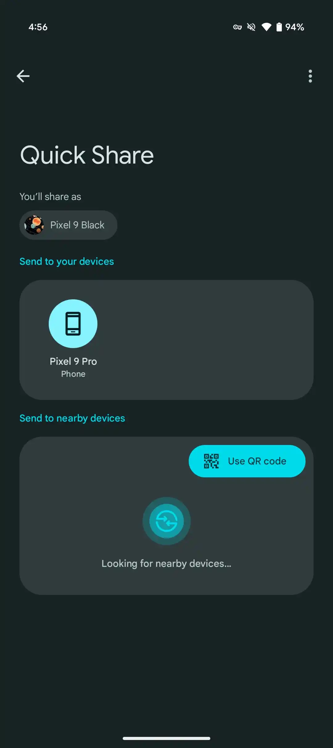 Code QR pour le partage de fichiers dans Quick Share