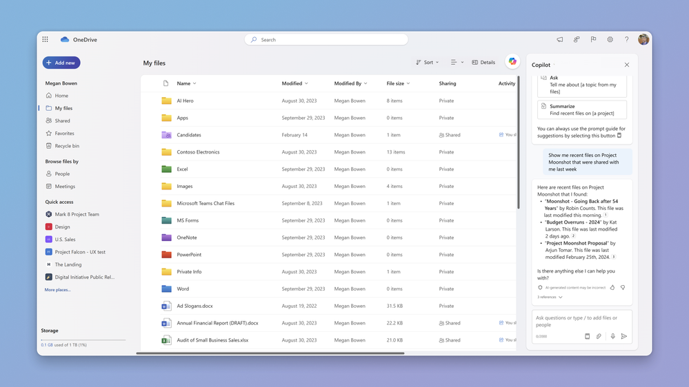 Microsoft анонсувала впровадження Copilot у хмарне сховище OneDrive