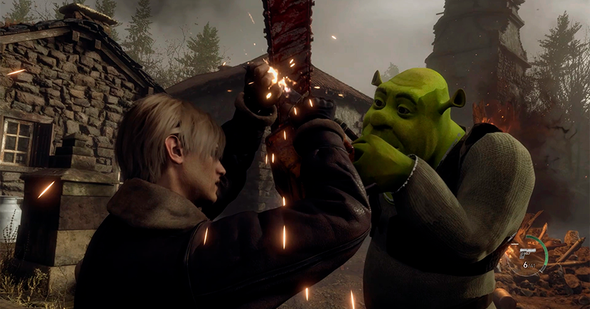 This is the part where you run away. Для Resident Evil 4 Chainsaw Demo з'явилася модифікація, яка додає Шрека