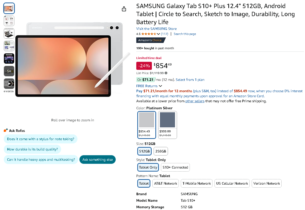 Screenshot of the Samsung Galaxy Tab S10+