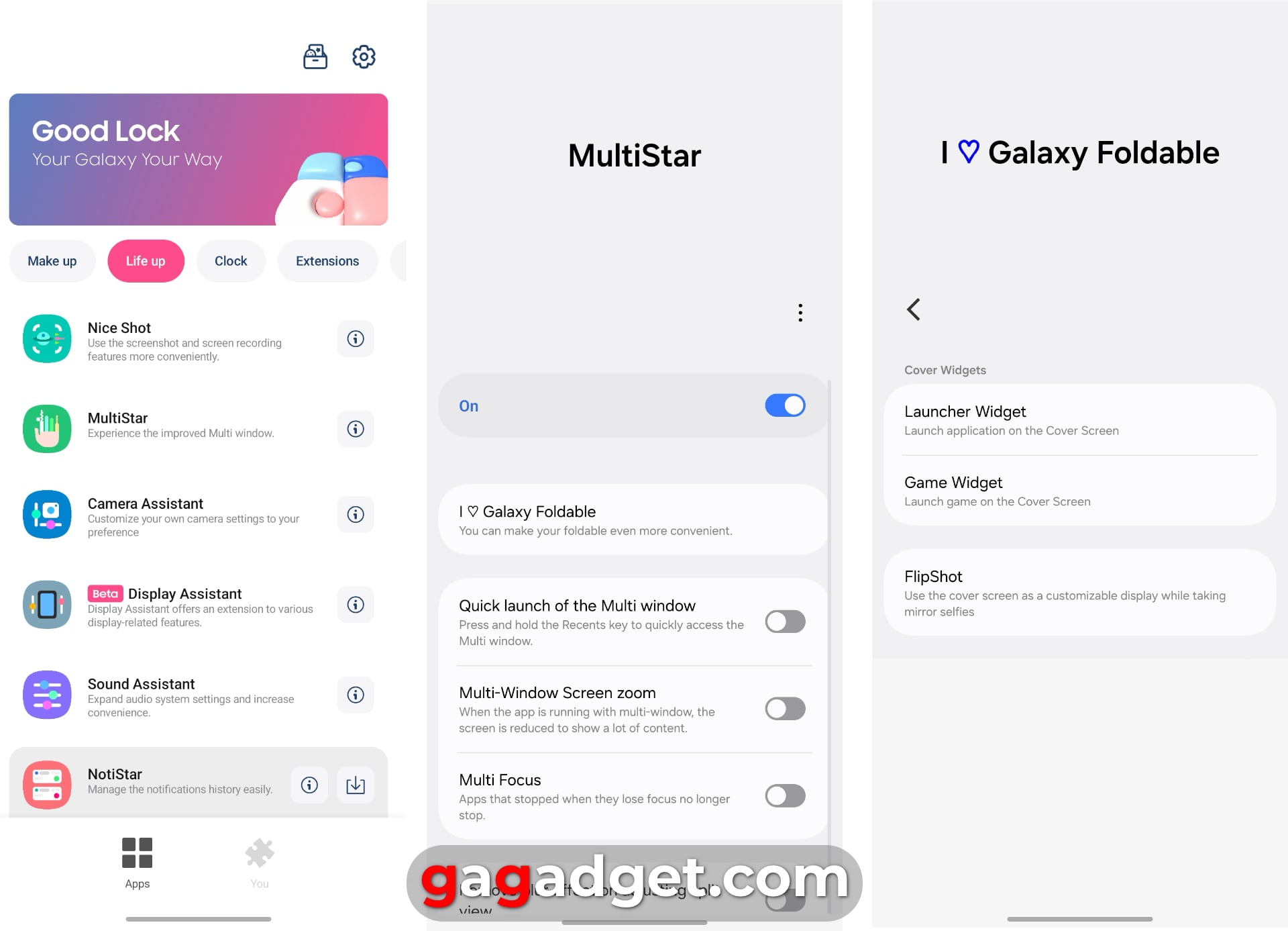 Скриншоти застосунку Good Lock. Ілюстрація: gagadget