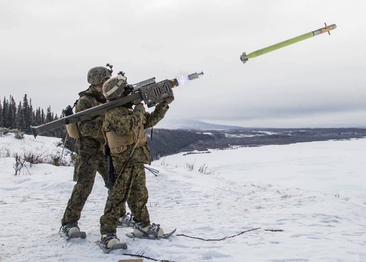 US Marines fire from a Stinger man-portable air defence system