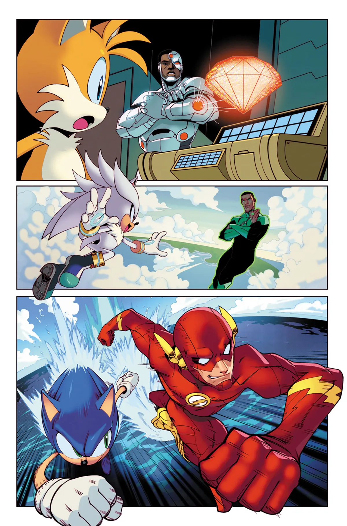 Сцена из комикса DC X Sonic the Hedgehog 1