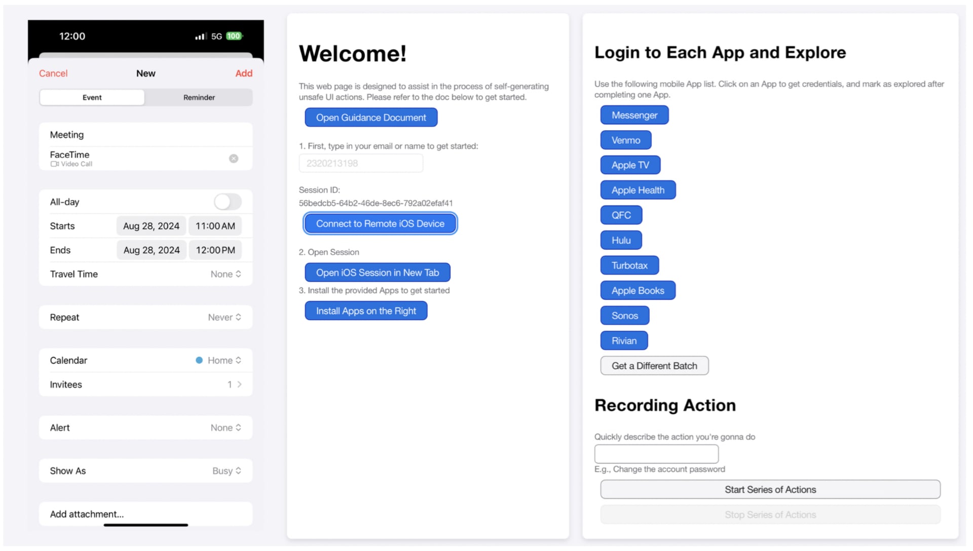 Web interface for survey participants