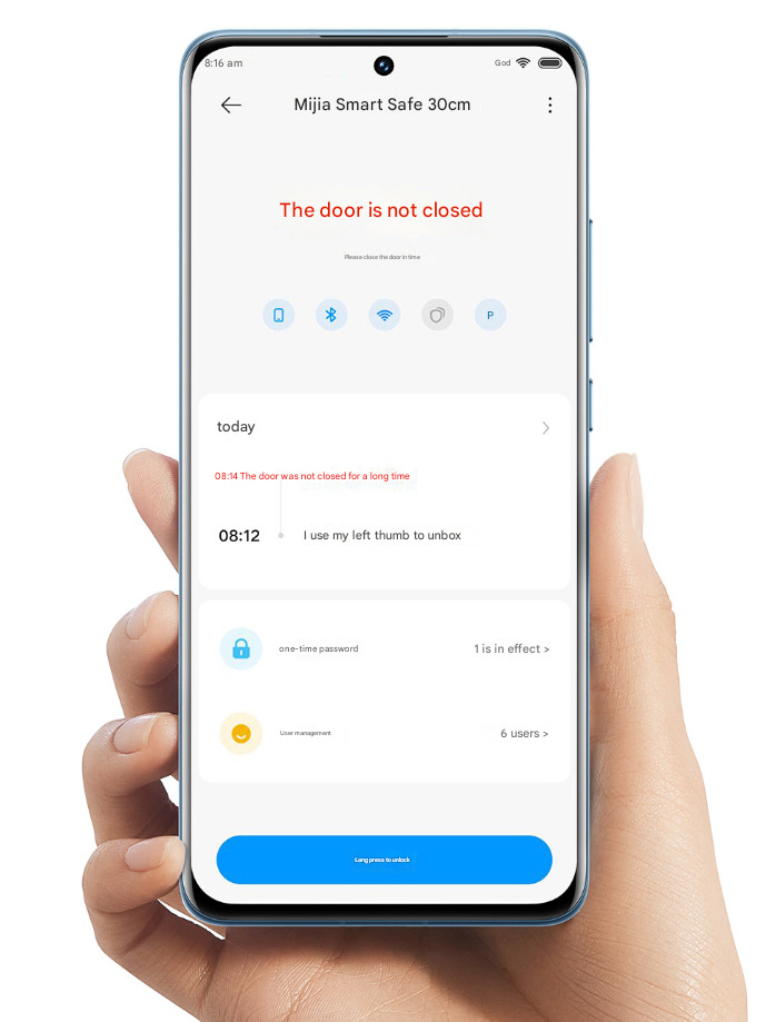 Vue avant du coffre-fort intelligent Xiaomi Mijia