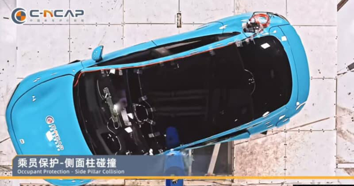 Xiaomi SU7 crash test. Illustration: Carnewschina