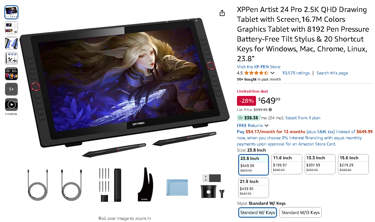 Screenshot of the XPPen Artist Drawing Tablet