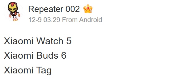Переклад повідомлення інсайдера Repeater 002 про Xiaomi Tag в Weibo