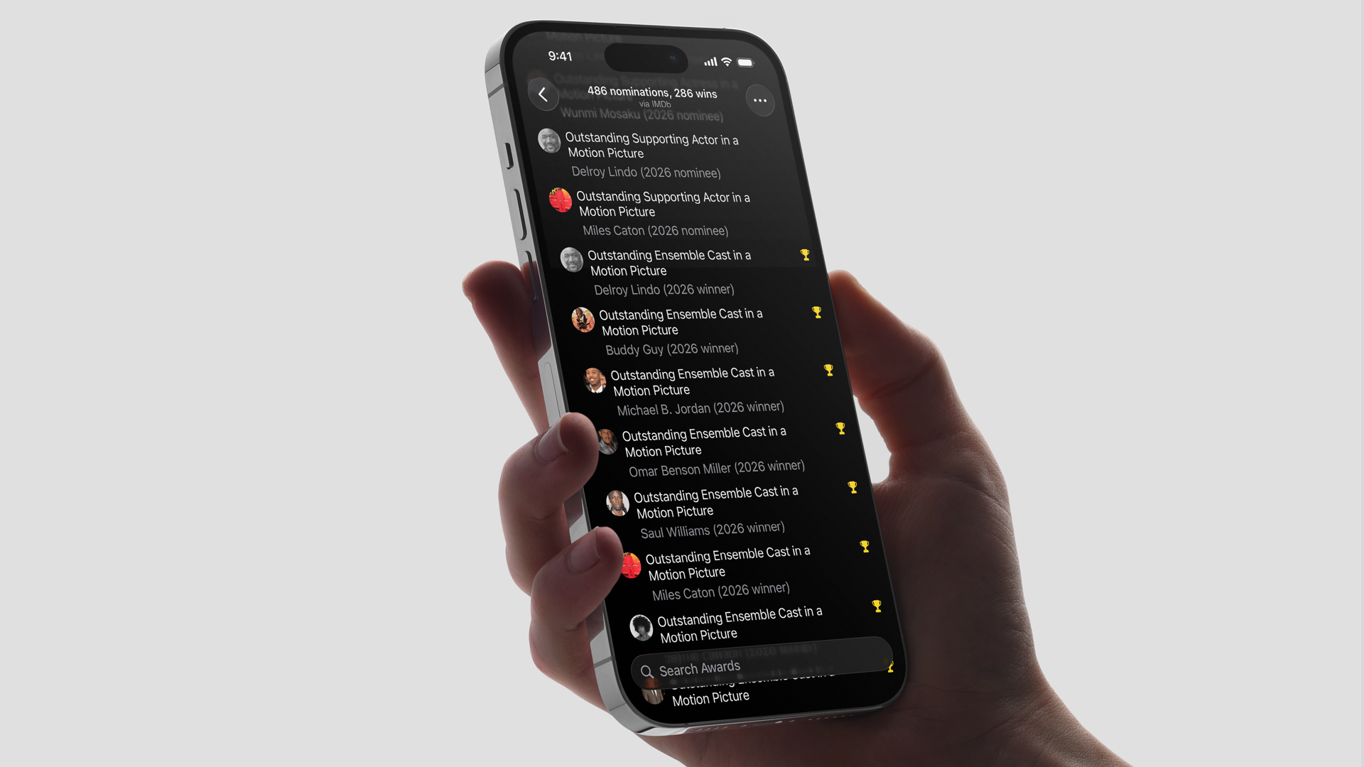 Interface of the Binge movie tracking app
