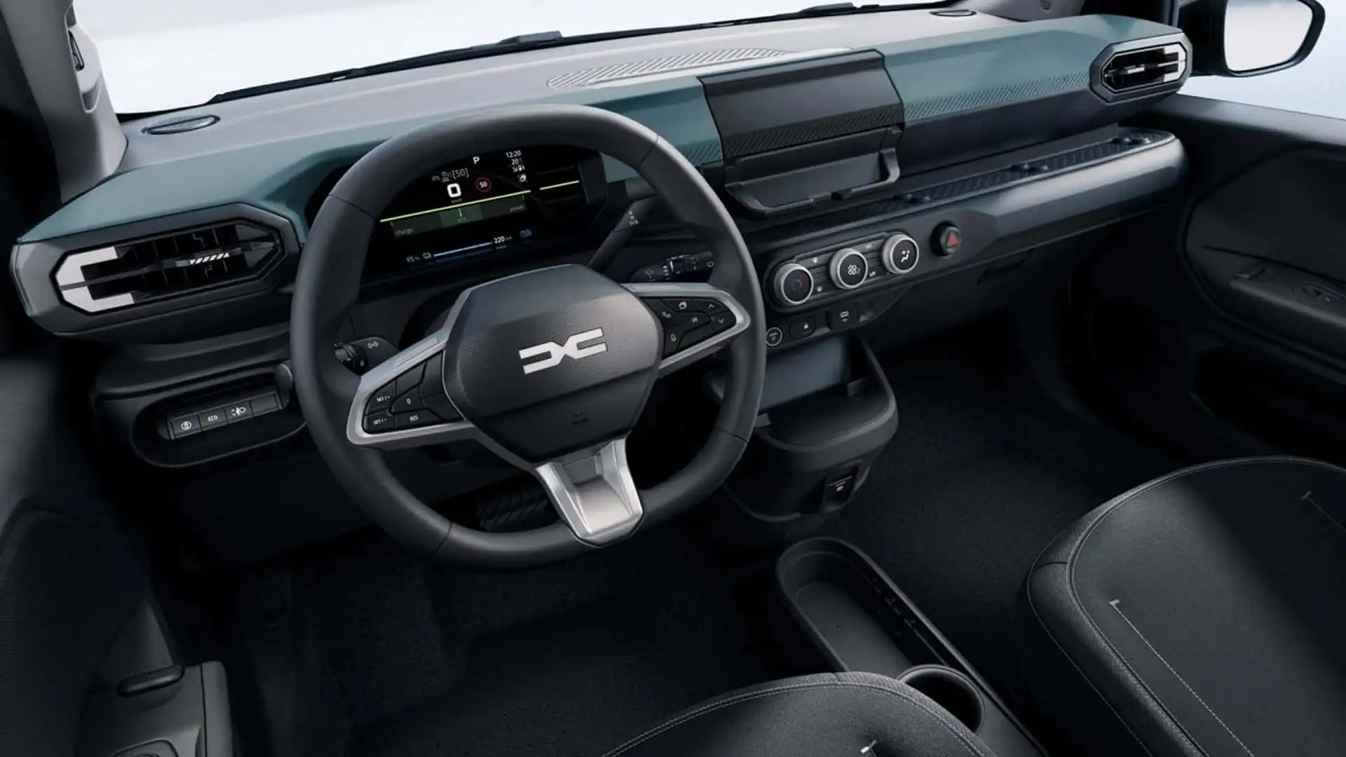 Фото салону Dacia Spring без центрального екрана