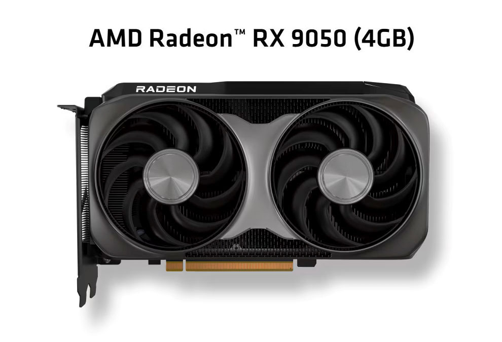 La Radeon RX 9050 4 Go : bus 64 bits et Infinity Cache réduit de moitié par rapport au modèle 8 Go.