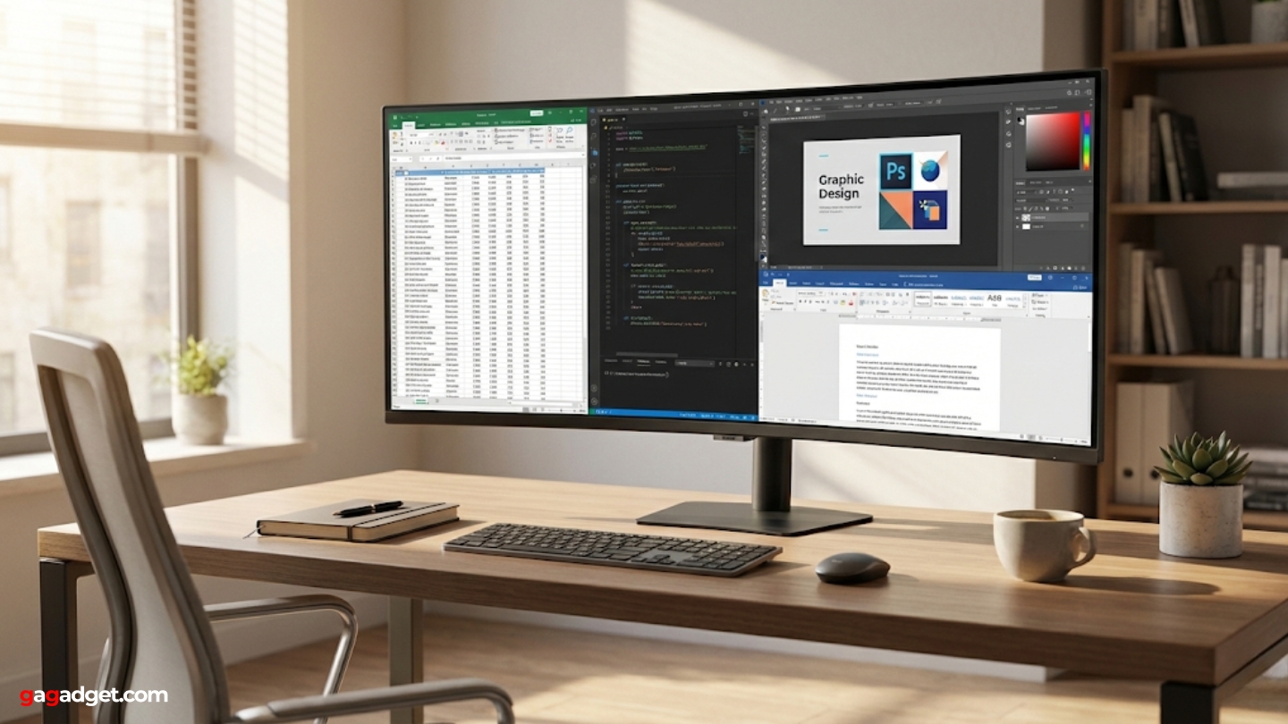 moniteur incurvé ultra-large productivité