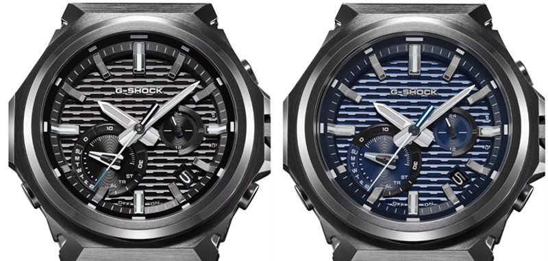 Casio G-Shock GST-B1000BD-1A in all-black ion-plated steel — the octagonal bezel references the original 1983 DW-5000C.