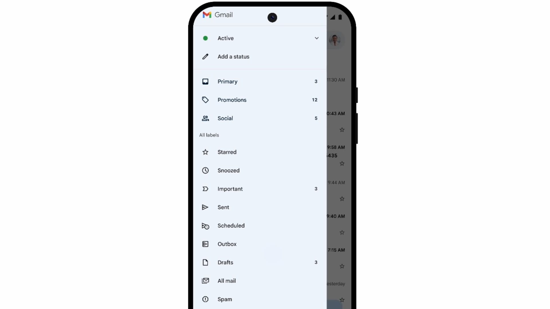 Інтерфейс мобільного застосунку Gmail на Android