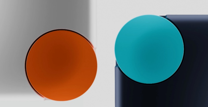 CMF Buds Neo teaser showing the charging case with physical dial and color variants.