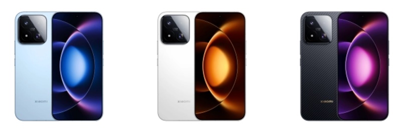 Xiaomi 17 Max in its three available colors: black, white, and blue.
