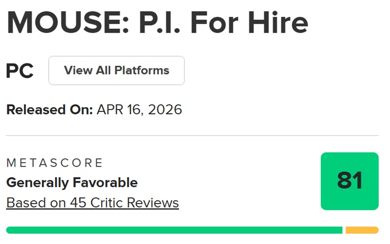 Mouse P.I. For Hire game environment