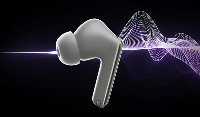 Les Lenovo Yoga True Wireless Noise Cancelling dans leur boîtier vertical — disponibles uniquement en Chine pour l'instant.