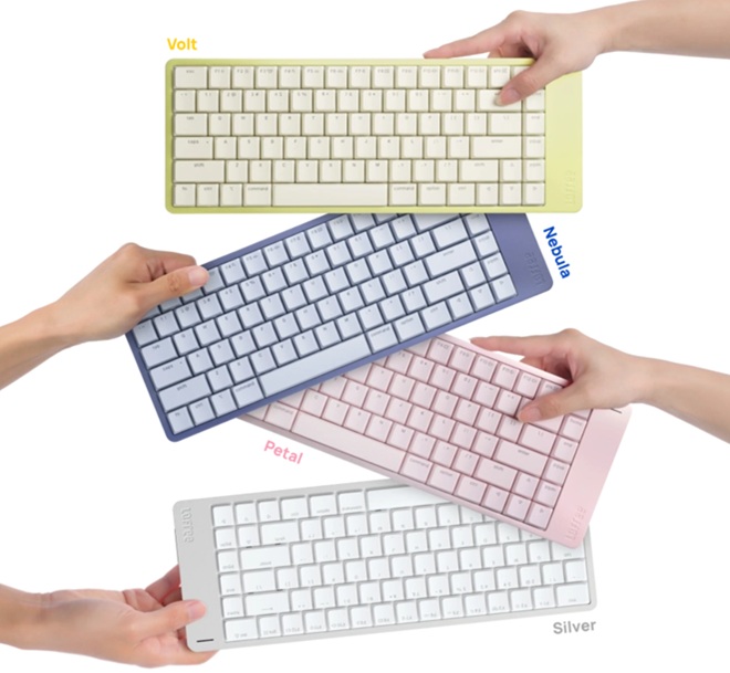 Lofree Flow 2 for Mac in four MacBook Neo-inspired colors: Nebula, Petal, Volt, and Silver.
