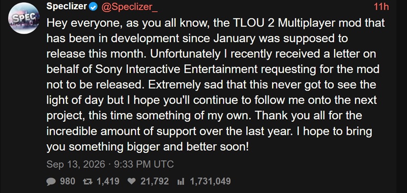 зображення скасування проекту The Last of Us Online
