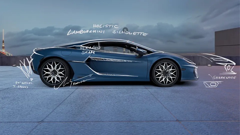 Лінії аеродинаміки над Lamborghini в Vision Pro