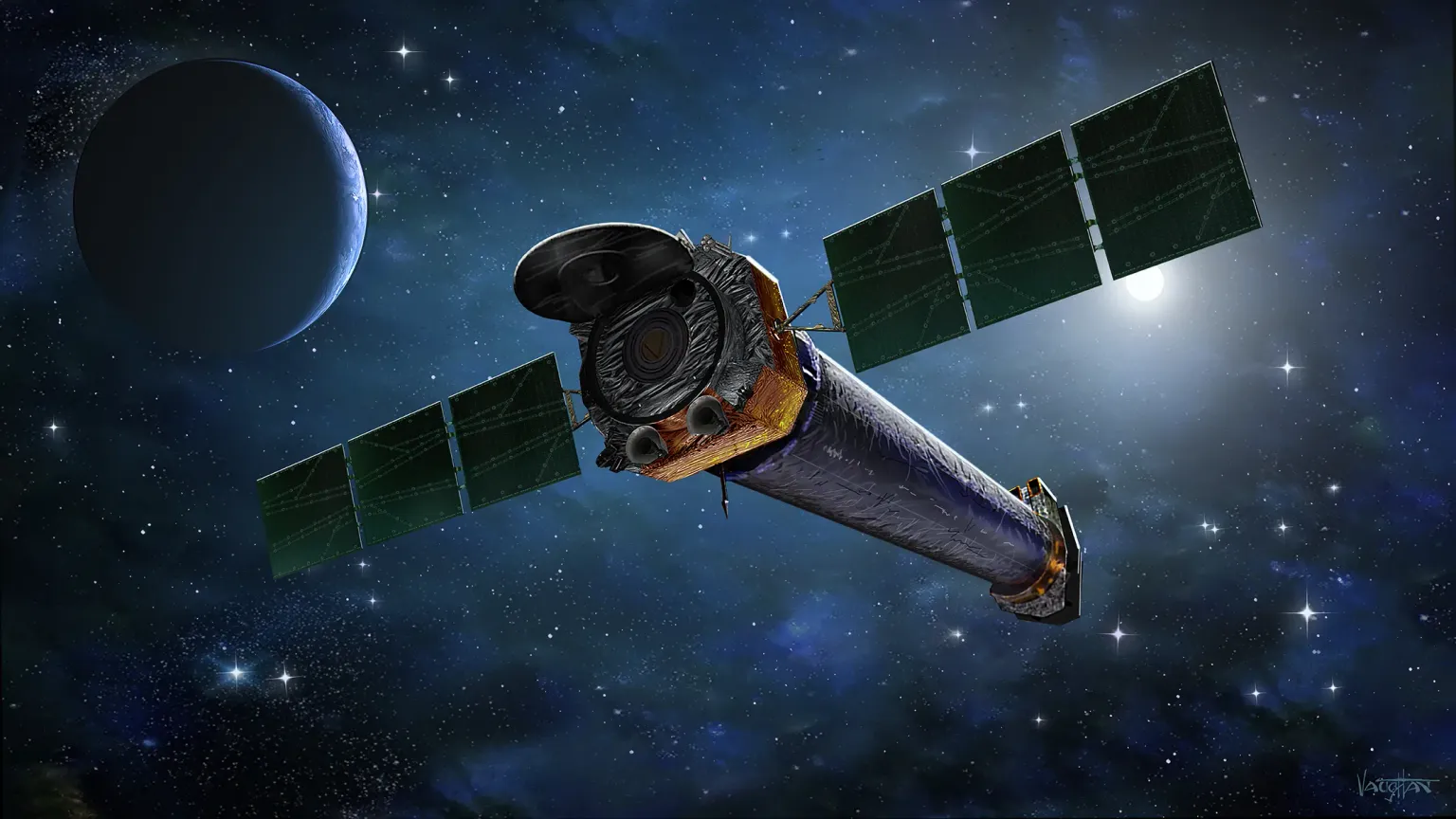 L'observatoire Chandra — le télescope à rayons X le plus puissant au monde. Illustration : NASA/CXC J. Vaughan