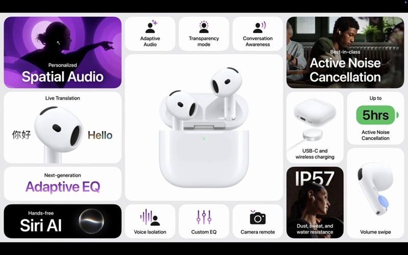 La version à 169 € ajoute une molette tactile sur la tige et un boîtier de charge compatible Qi et Apple Watch.