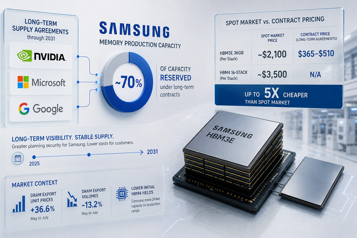 Le HBM3E de Samsung, mémoire haute bande passante désormais indispensable aux infrastructures d'intelligence artificielle.