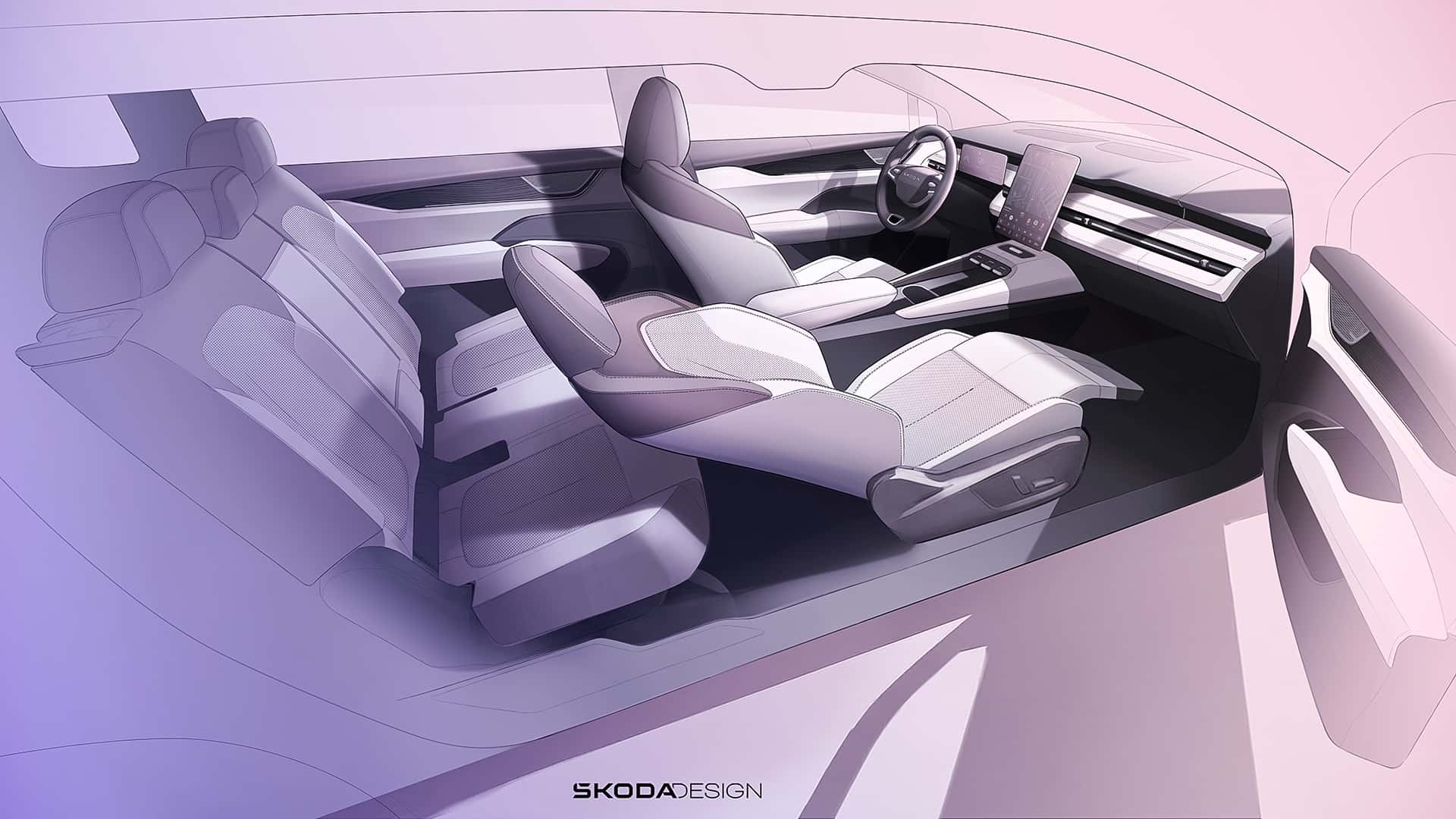 Вертикальный экран в салоне Skoda Peaq